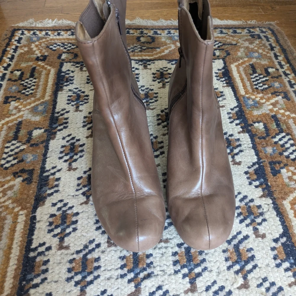 Brown Leather  Midcalf Booties By Walksmart - Picture 2 of 8